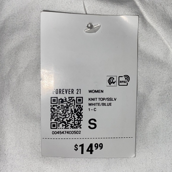 Selling forever 21 crop top size S color white and blue - Picture 4 of 4